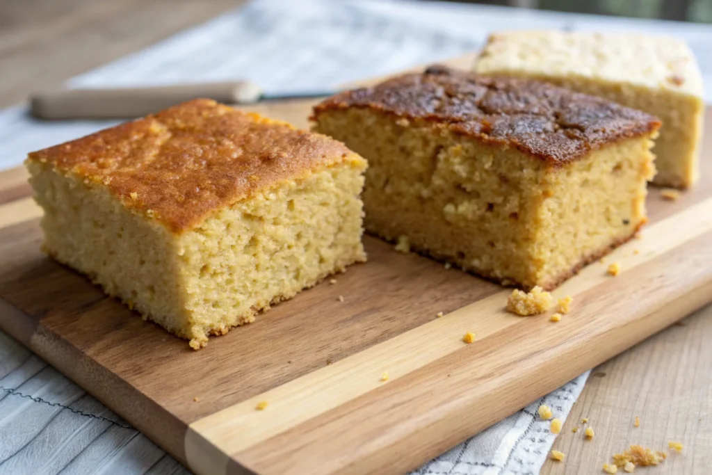 What is the difference between southern cornbread and sweet cornbread? 3 Side-by-side comparison of Southern and sweet cornbread slices