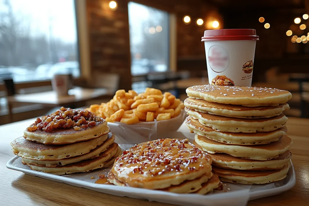 Does Burger King Have Pancakes? 2 A variety of breakfast items, including pancakes, hash browns, and a breakfast sandwich