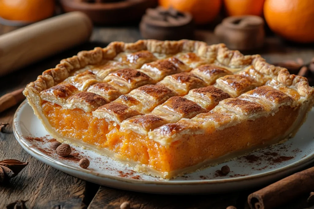 Patti LaBelle's sweet potato pie styled on a rustic table