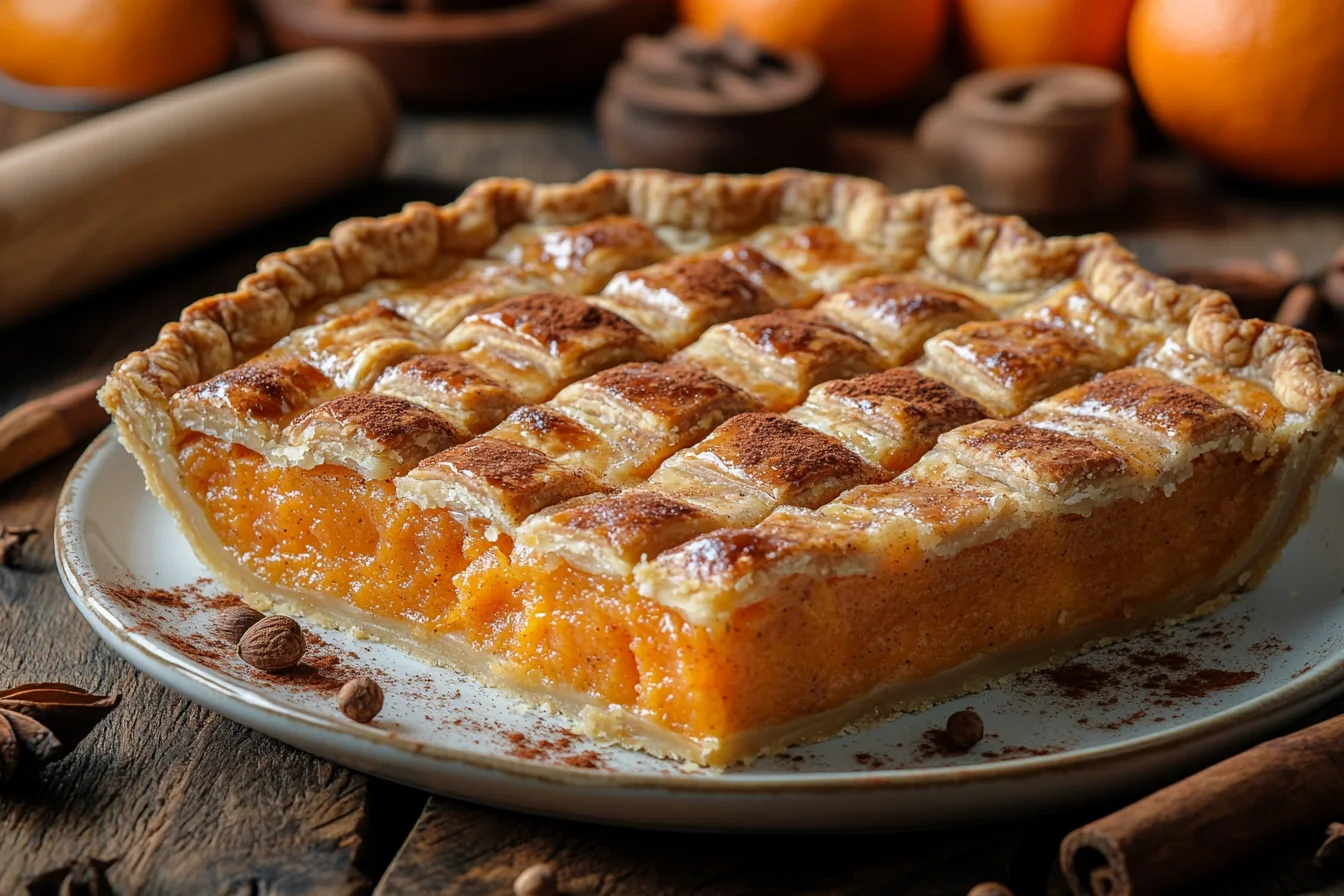 Patti LaBelle's sweet potato pie styled on a rustic table