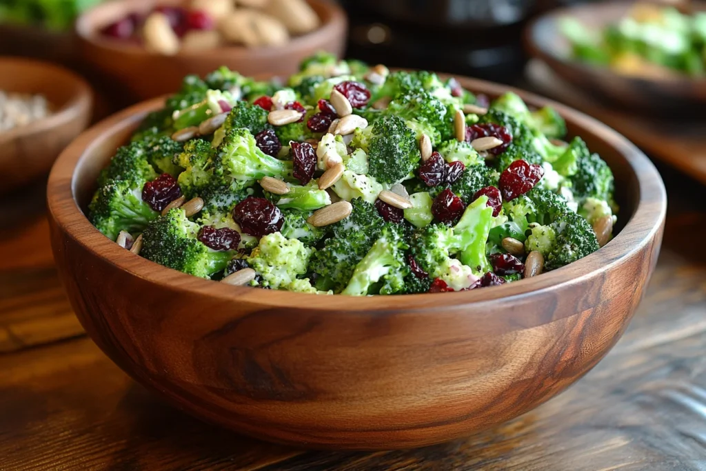 Why Do You Blanch Broccoli for Salad? 4 Classic broccoli salad with cranberries and sunflower seeds