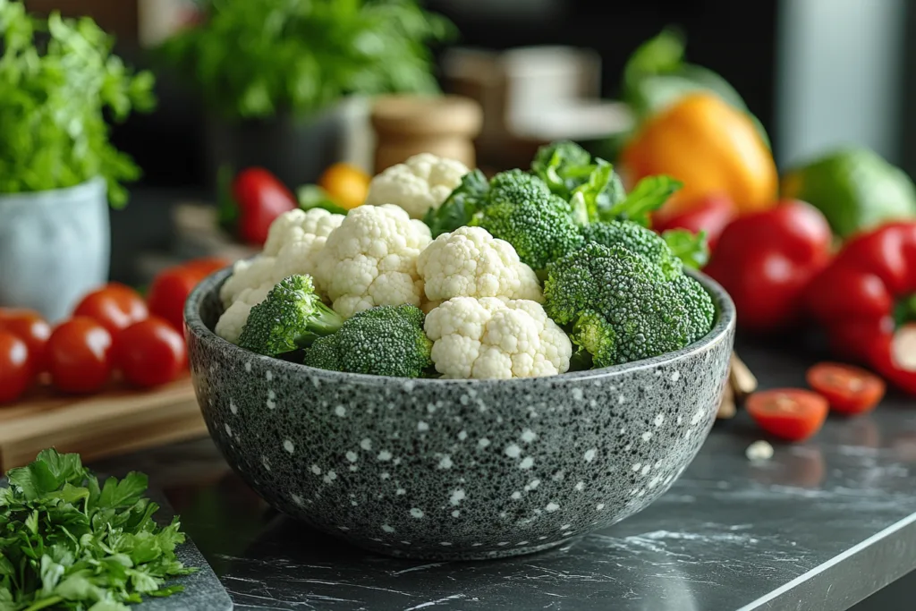 What Is the Healthiest Way to Eat Broccoli and Cauliflower? 3 Fresh broccoli and cauliflower in a pot ready for cooking