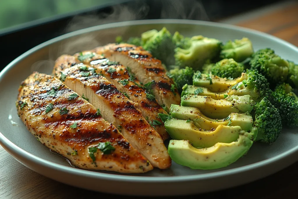 Overview of a lazy keto meal on a plate