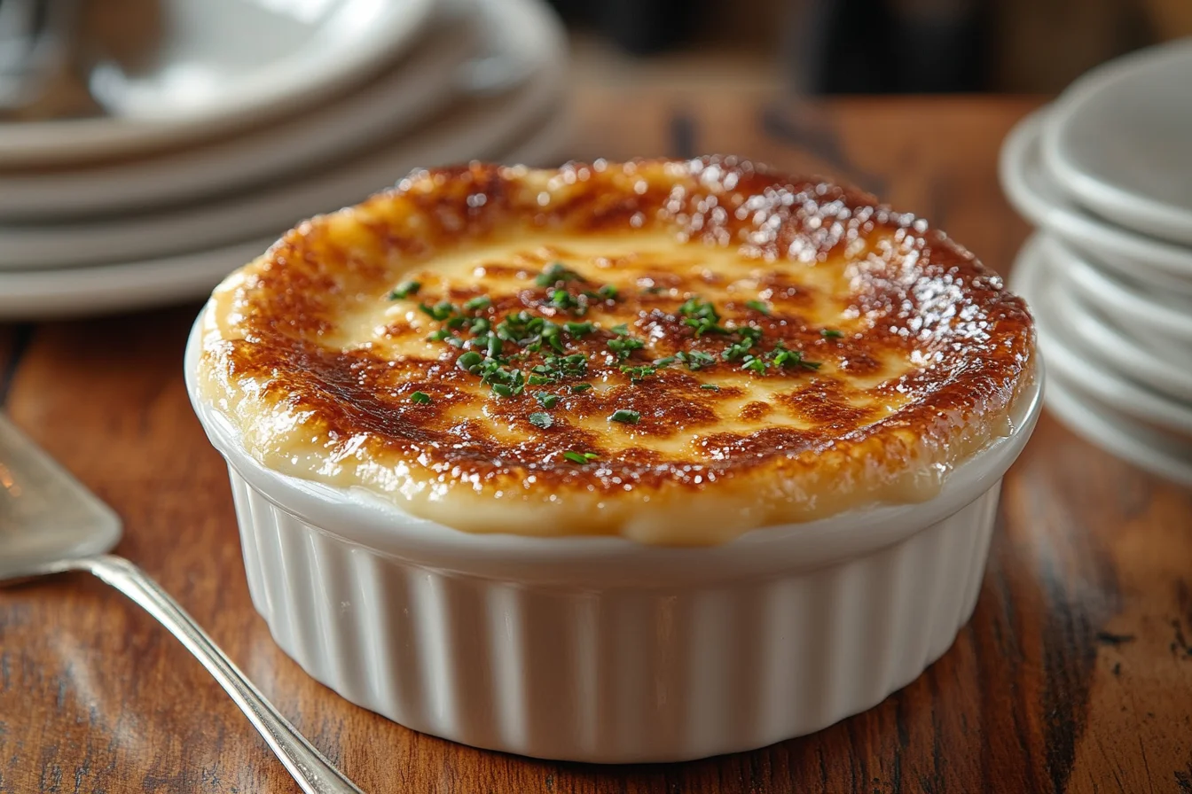Crème brûlée dessert with caramelized sugar topping