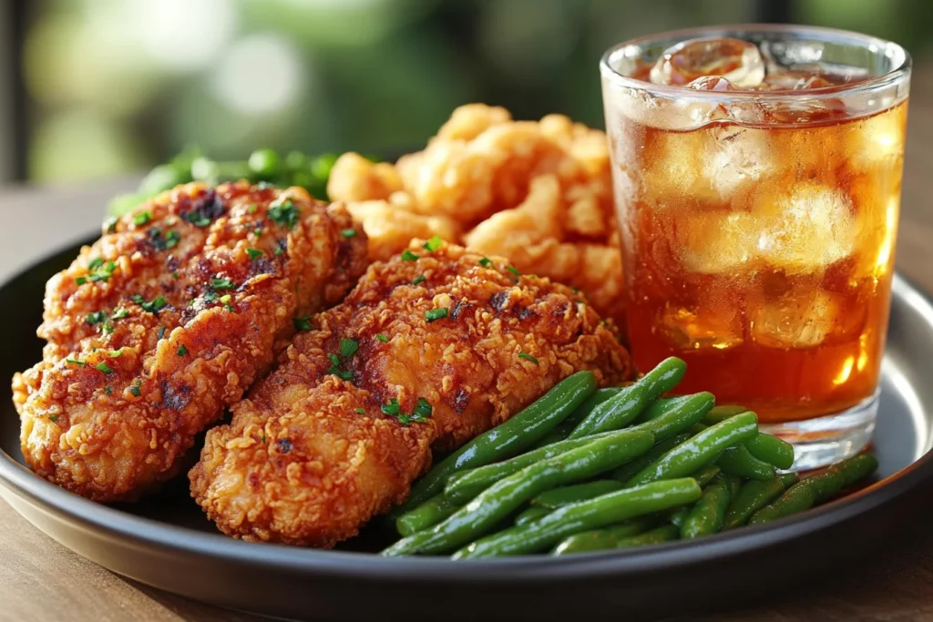 A selection of KFC grilled and fried chicken pieces on a tray