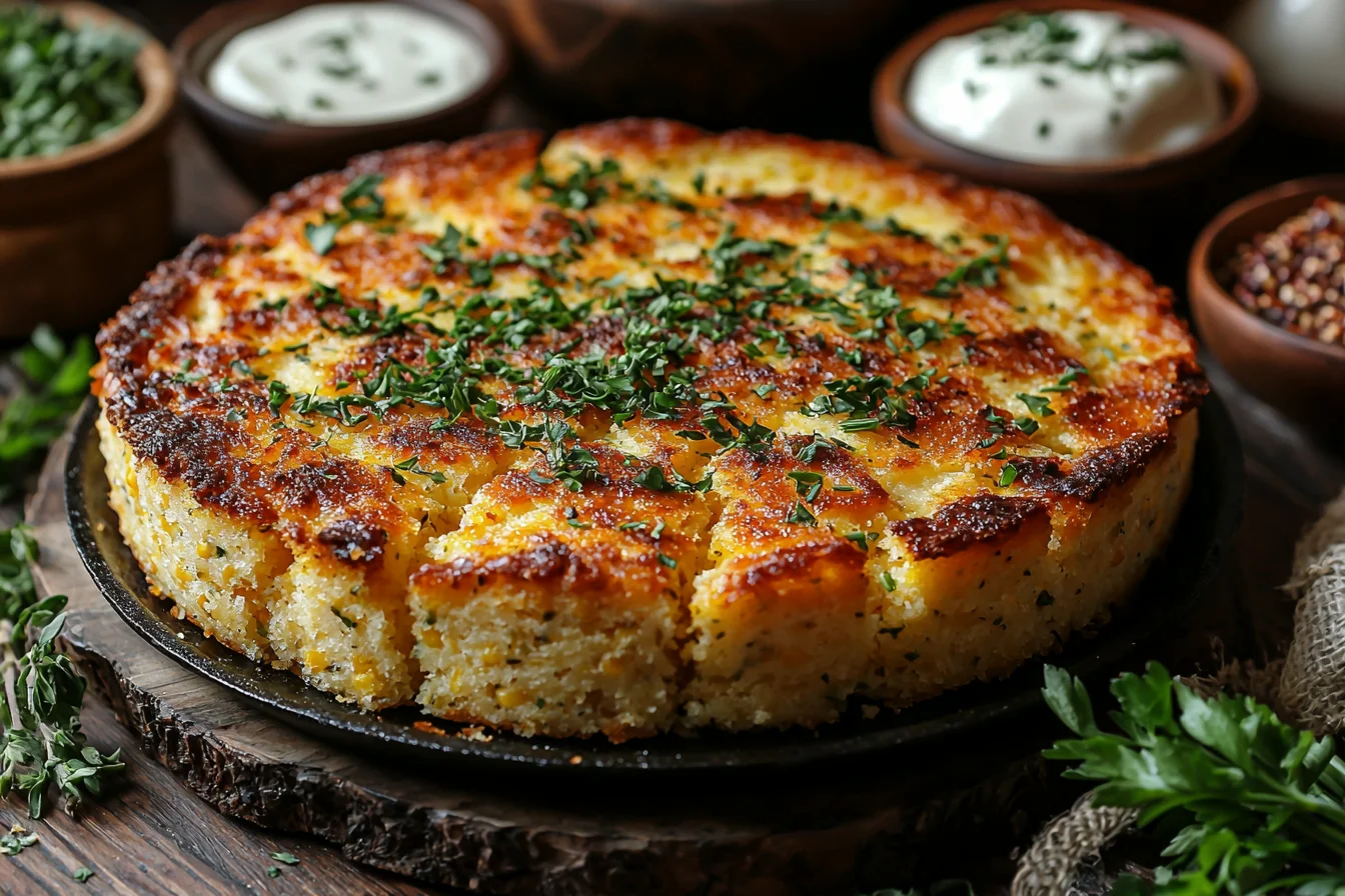 What is the difference between southern cornbread and sweet cornbread? 1 Rustic skillet of Southern cornbread with ingredients