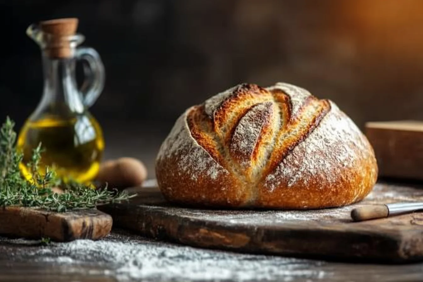 Rustic loaf of artisan Italian bread with golden crust