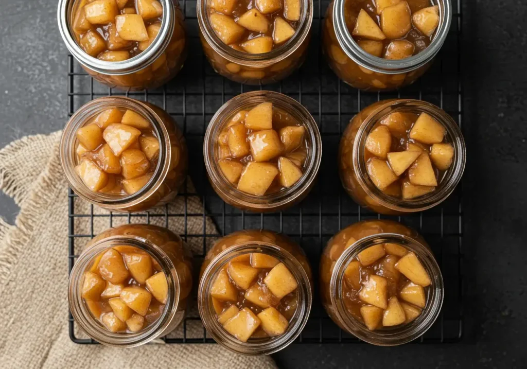 What Can I Use to Thicken Apple Pie Filling for Canning? 11 Jars of canned apple pie filling cooling on a rack
