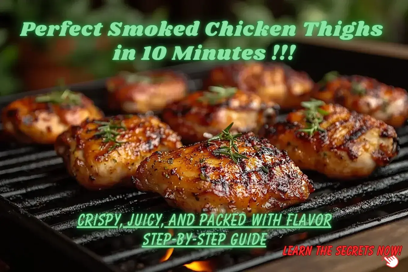 The Ultimate Guide to Smoking Chicken Thighs for Perfect Results Every Time 1 Smoking chicken thighs in a backyard BBQ setup with smoke and herbs