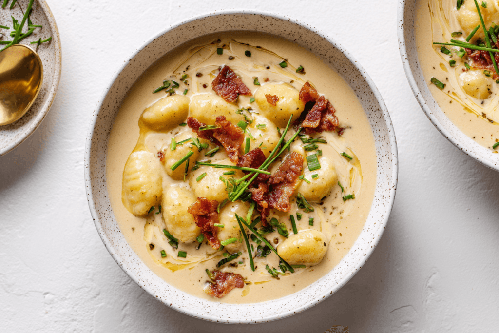 Bacon Cheddar Gnocchi Soup featured