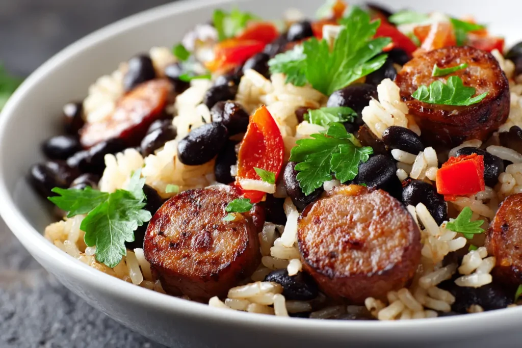 Black Beans and Rice with Sausage Featured