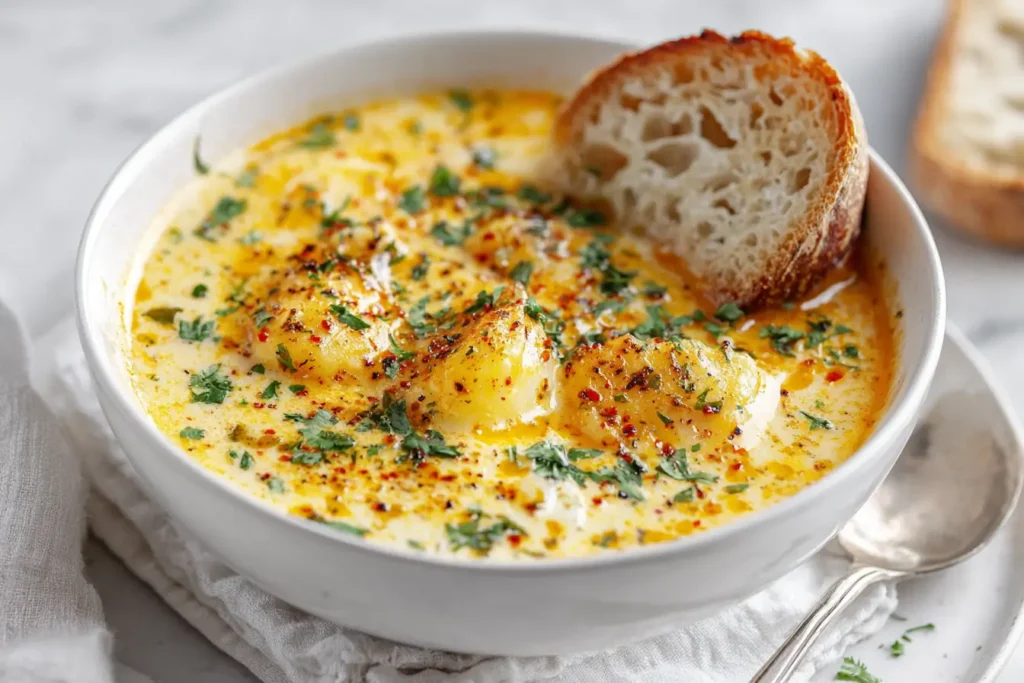 Cheddar Garlic Herb Potato Soup featured