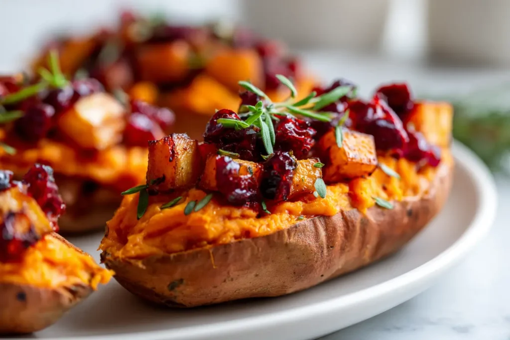 Cranberry Apple Twice-Baked Sweet Potatoes Featured