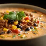 High Protein Creamy Taco Soup Featured