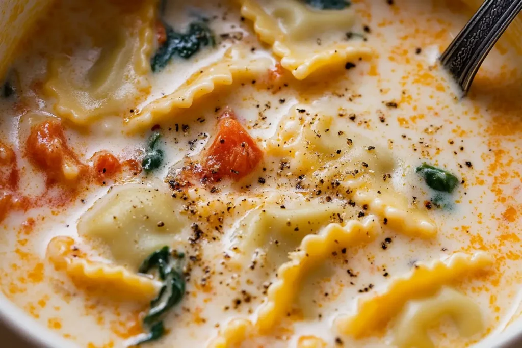 One Oven Ravioli Soup featured