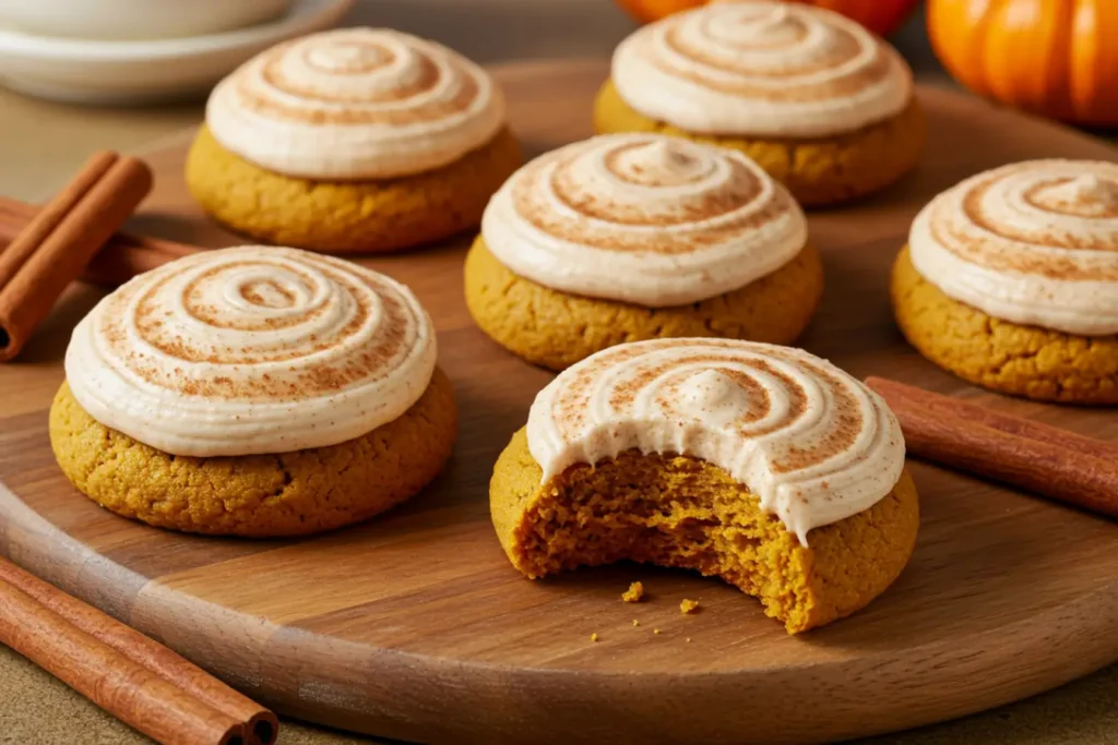 Soft Pumpkin Cookies with Cinnamon Frosting Featured