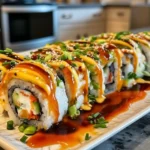 Dragon Rolls suchi Recipe 5 Dragon Rolls suchi Recipe, dragon roll sushi topped with avocado, eel sauce, sesame, and scallions, perfect sushi rice, creamy filling, restaurant style