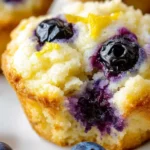 Close-up of golden muffins studded with juicy blueberries and lemon zest, a zesty take on Cottage Cheese Recipes for a Cottage Cheese Breakfast or light Cottage Cheese Desserts, essentially High Protein Cottage Cheese Blueberry Lemon Muffins baked like a mini Breakfast Bake with Healthy Blueberry shine.