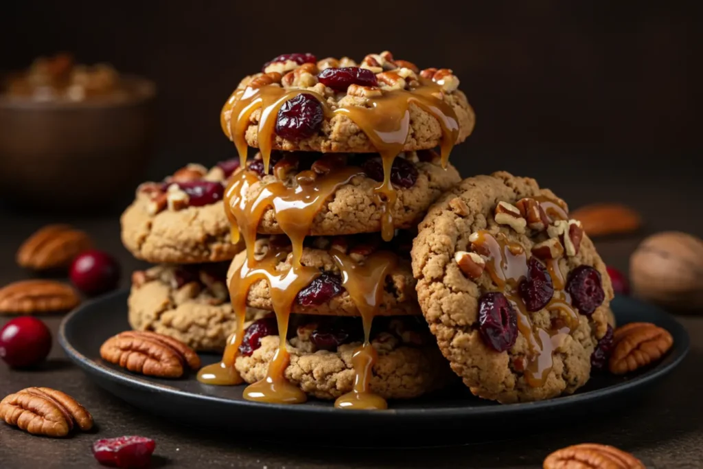No-Bake Cranberry Pecan Praline Cookies Featured