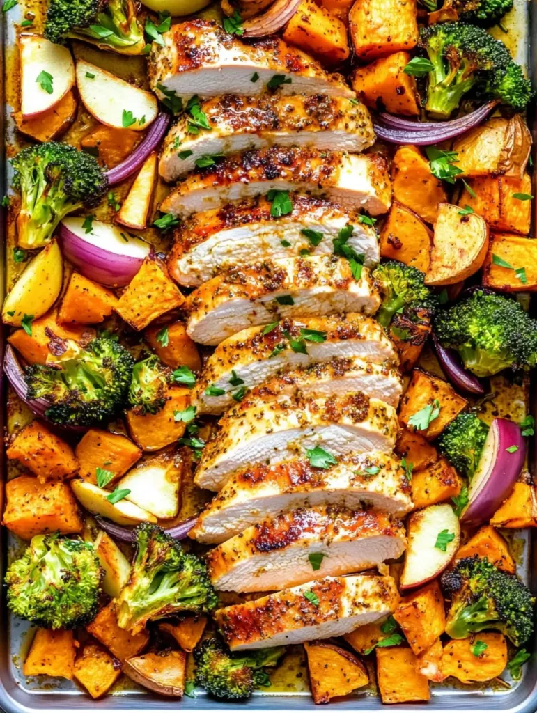 Sheet Pan Chicken and Sweet Potatoes with Broccoli and Apples 4 Sheet Pan Chicken and Sweet Potatoes Article