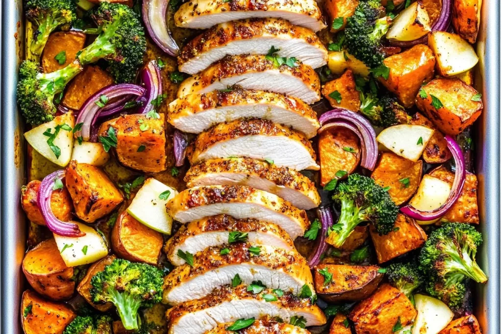 Sheet Pan Chicken and Sweet Potatoes Featured