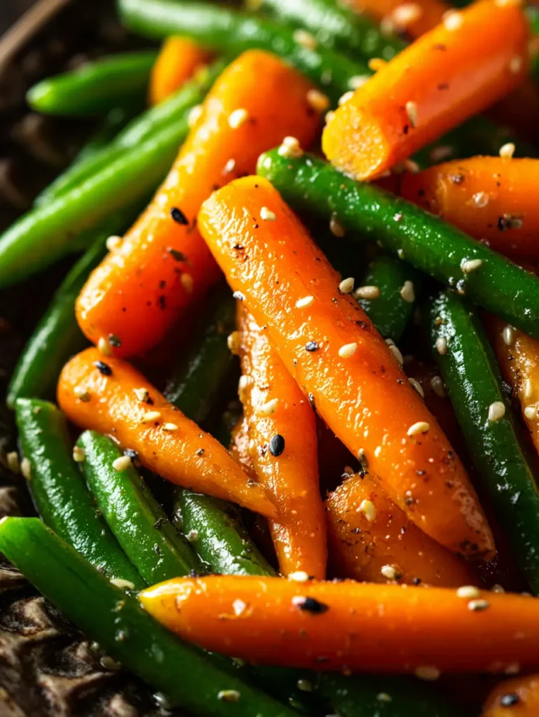 Skillet Honey Glazed Carrots & Green Beans, tender crisp veggies in a sweet savory glaze, quick weeknight side