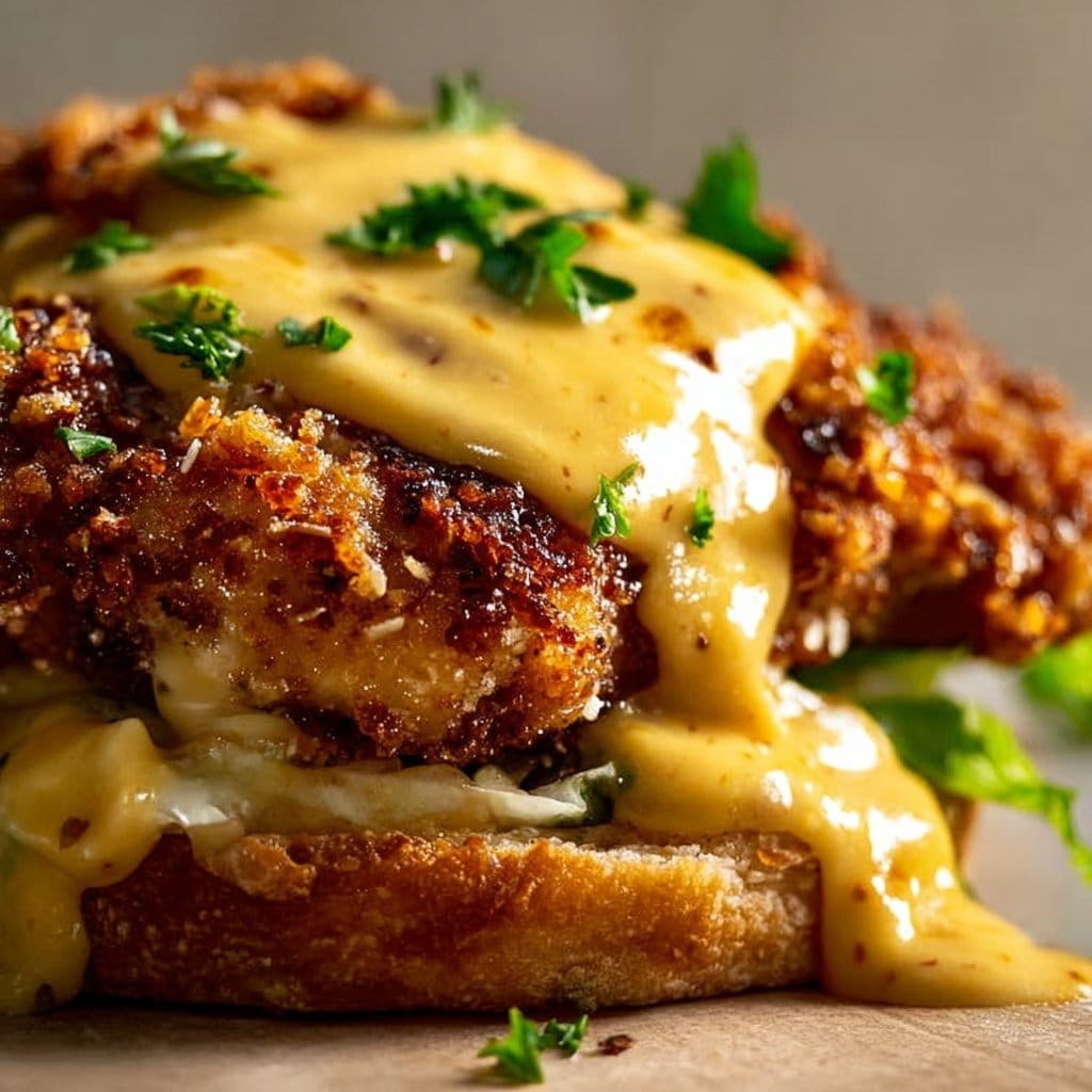 Crispy Pretzel Crusted Chicken with Cheddar Mustard Sauce Recipe