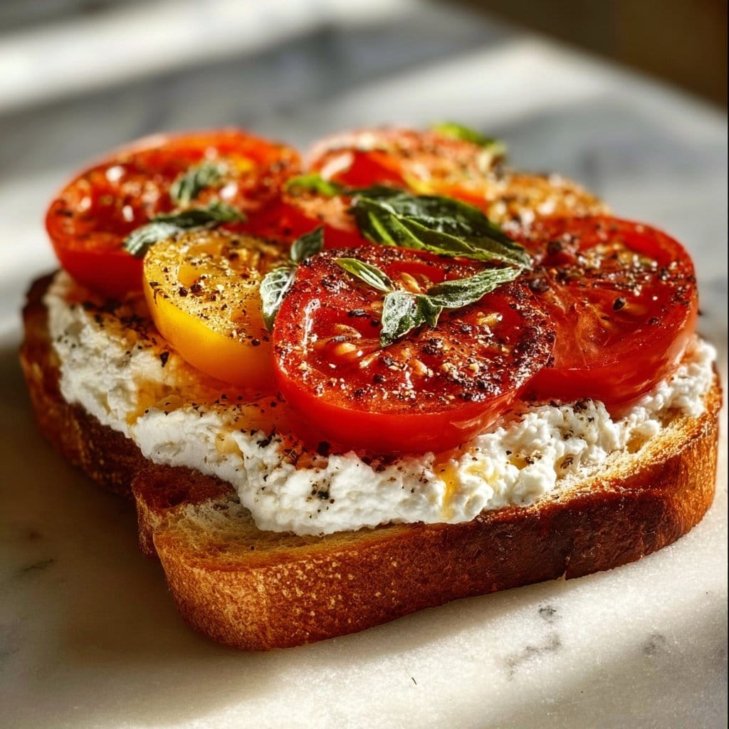 5-Ingredient Ricotta and Tomato Sourdough Toast