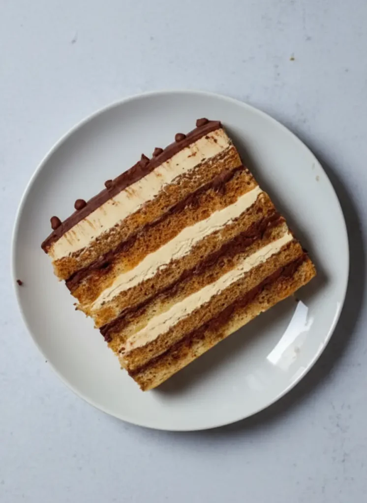 Easy Opera Cake – Insider Tips and Secrets to Unlock Paris Pastry Level Results 4 I want an extreme close-up focusing solely on the plate in the middle, removing the plate containing the main portion.