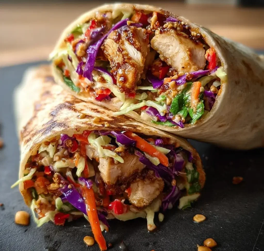 Thai Chicken Wrap with Crunchy Asian Slaw