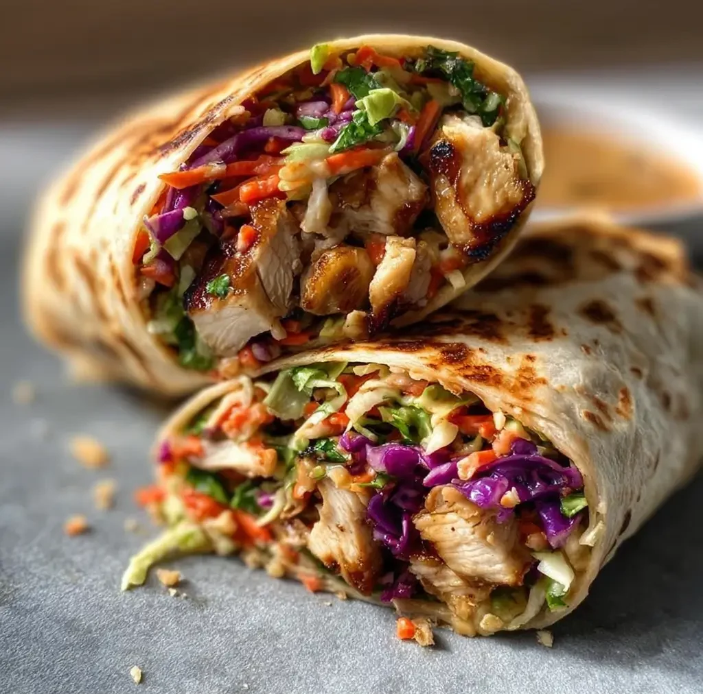 Thai Chicken Wrap with Crunchy Asian Slaw