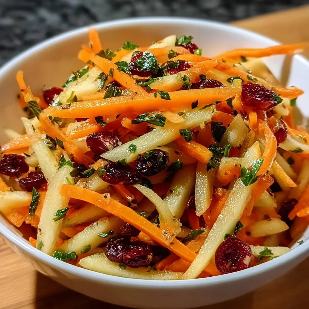 Apple Cranberry Carrot Salad with fresh ingredients on a plate
