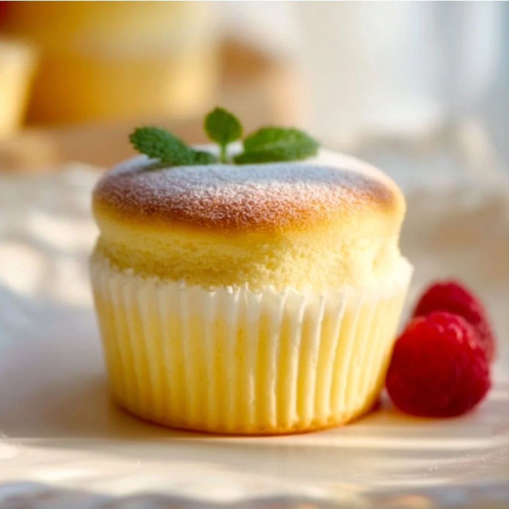Japanese Cotton Cheesecake Cupcakes with a light and fluffy texture.