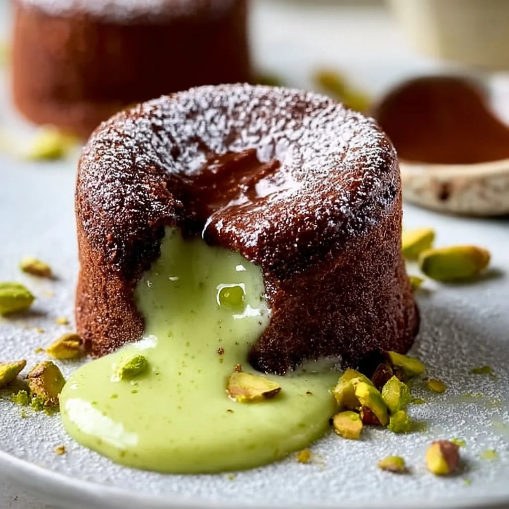 Delicious pistachio molten lava cakes with gooey centers