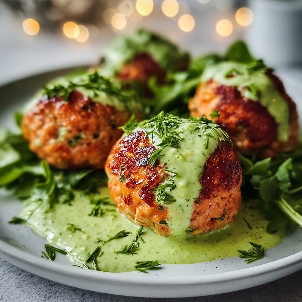Salmon Balls with Creamy Avocado Sauce