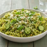 20-minute green goddess pasta salad with fresh vegetables and herbs
