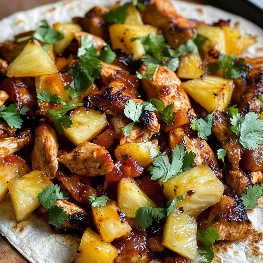 One Pan Chicken & Pineapple Tacos