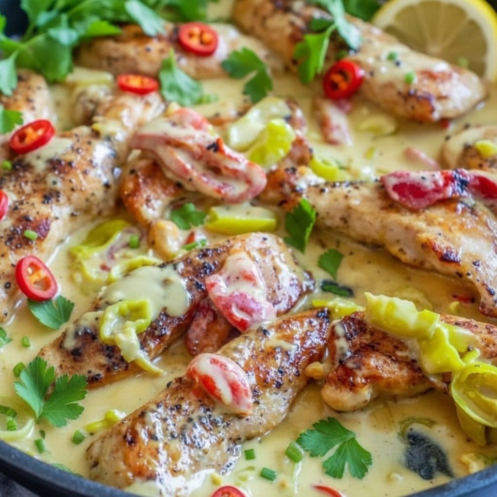 Creamy Pepperoncini Chicken Skillet