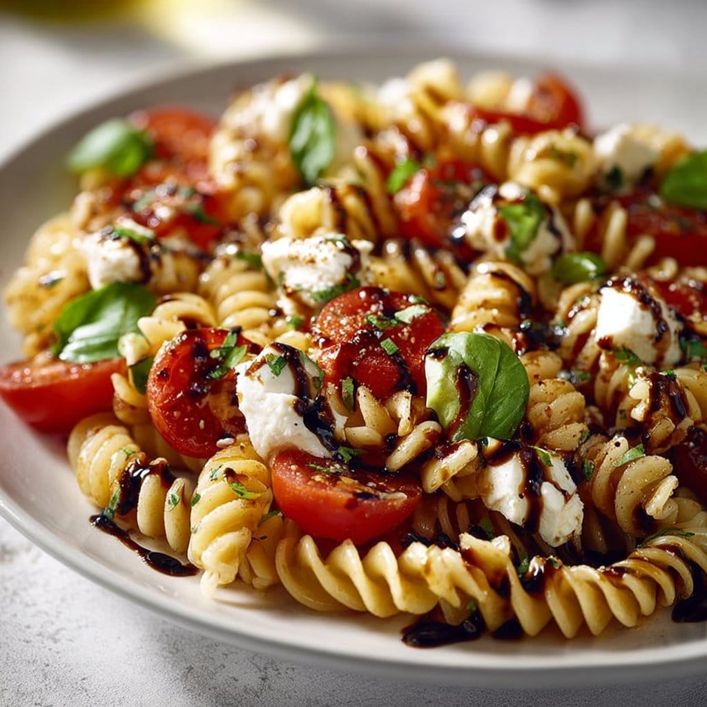 Caprese Pasta Salad with Balsamic Glaze