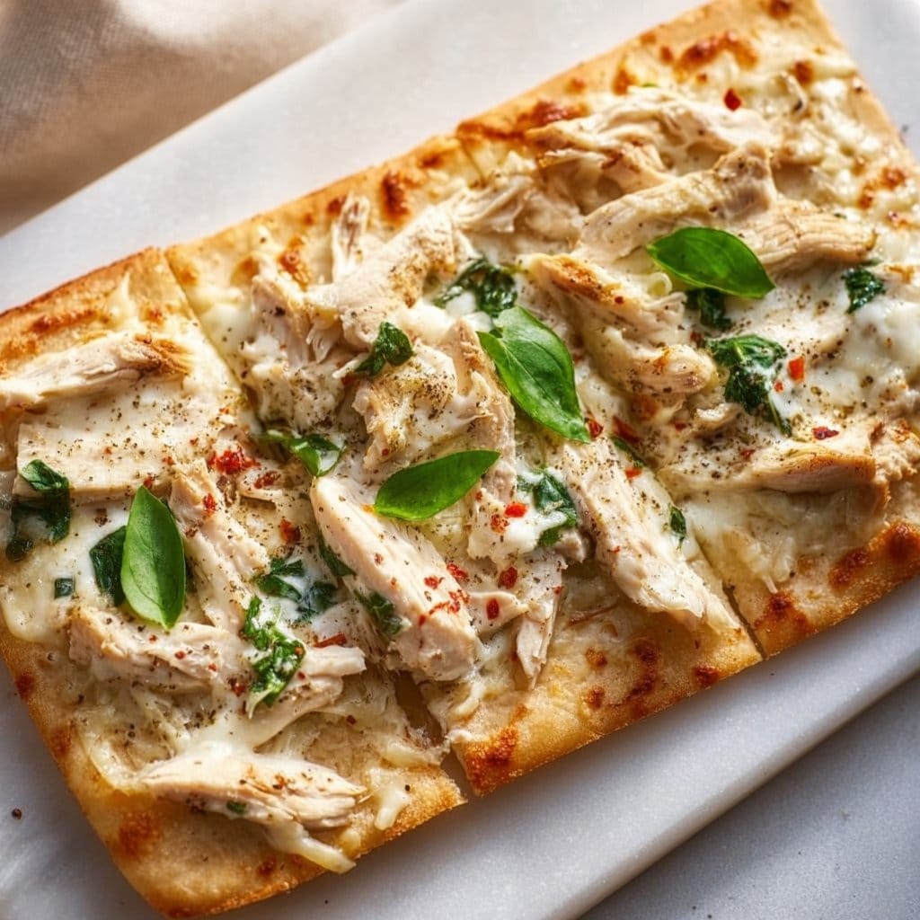 Chicken Alfredo Flatbread 4 Chicken Alfredo Flatbread