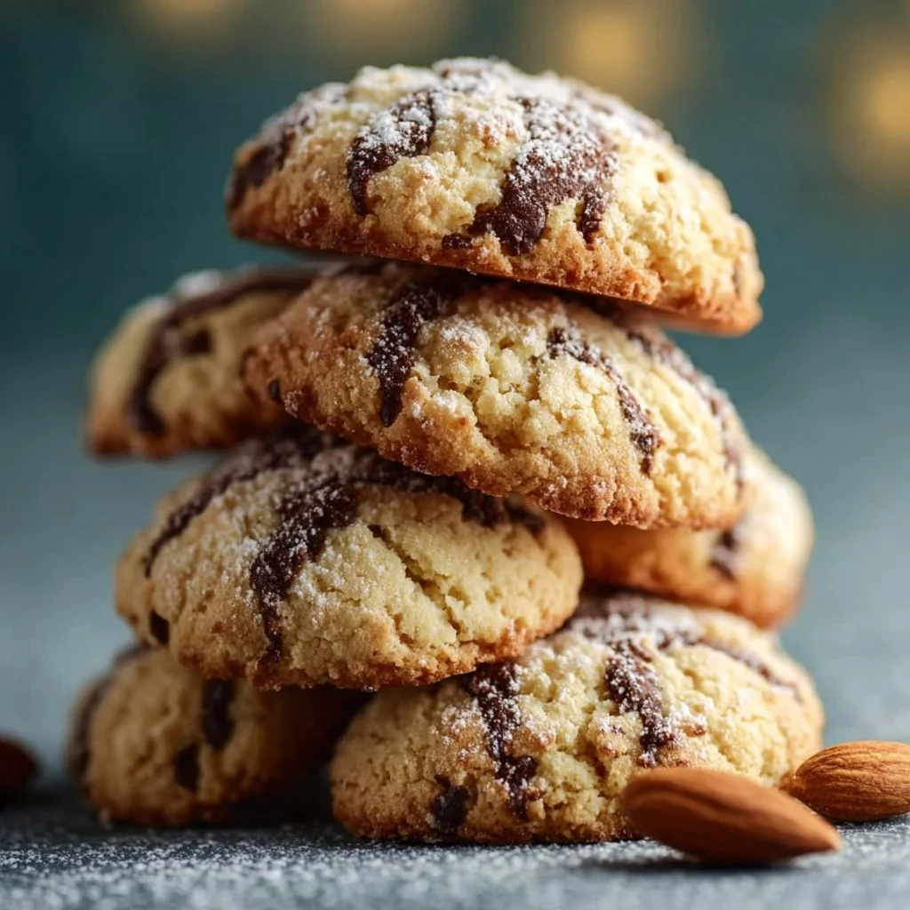 Almond Cookies 3 Delicious homemade almond cookies on a wooden table