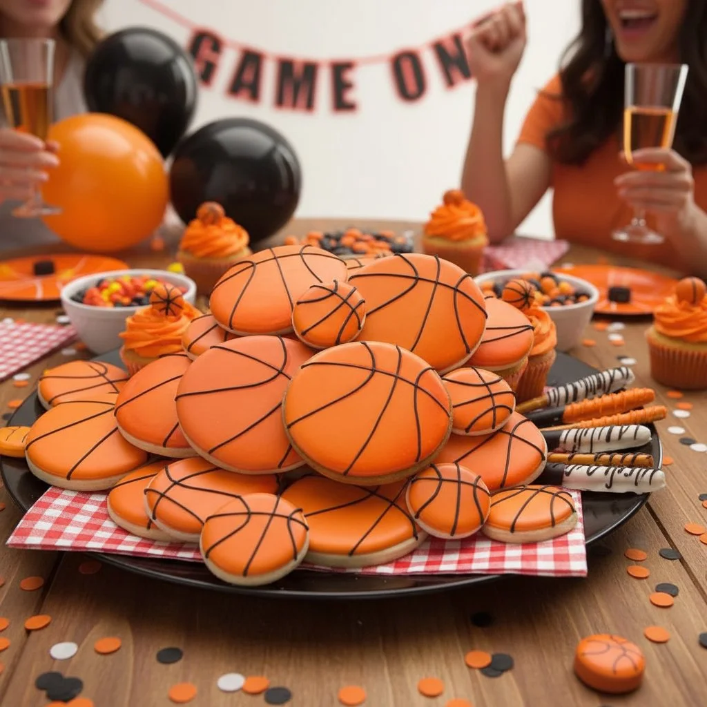 Basketball Cookies 3 Delicious Basketball Cookies decorated for a sports-themed party