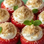 Delicious cheesecake-stuffed strawberries on a plate