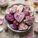 Delicious chocolate cut out sugar cookies decorated with icing.