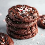 Delicious double chocolate peppermint cookies decorated with mint and chocolate