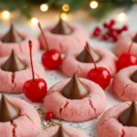 Easy cherry blossom cookies decorated with pink frosting and edible flowers