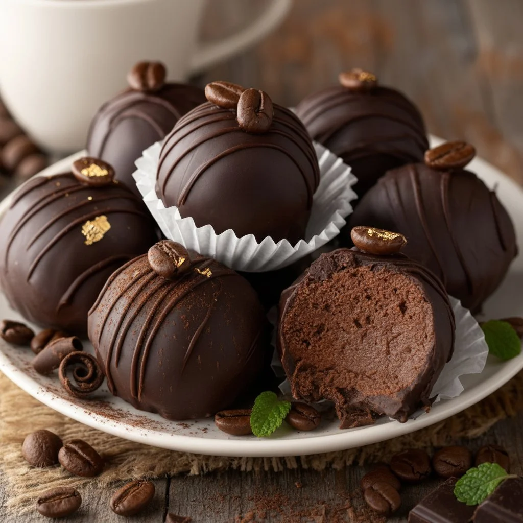Delicious Espresso Chocolate Truffles with rich coffee flavor and smooth chocolate coating