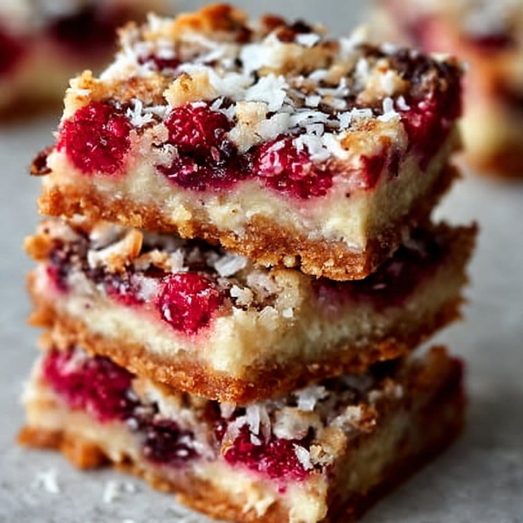 Raspberry Coconut Magic Bars