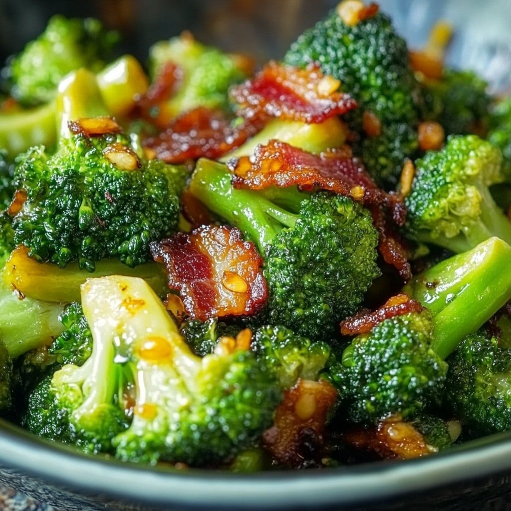 Asian Broccoli with Garlic Sauce & Crispy Bacon