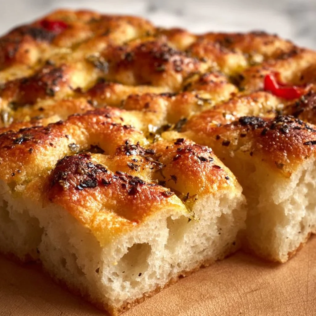 Freshly baked Same Day Focaccia bread ready to enjoy.